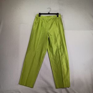 Womens Colorful Polyester Pants Size 14 Trouser Green Retrto Office Career